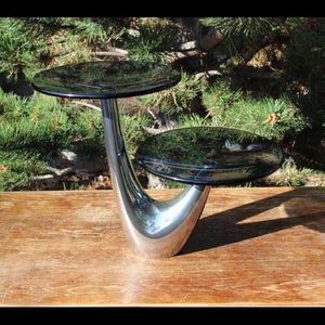 Nambe Sculpted Two-Tier Cake Server